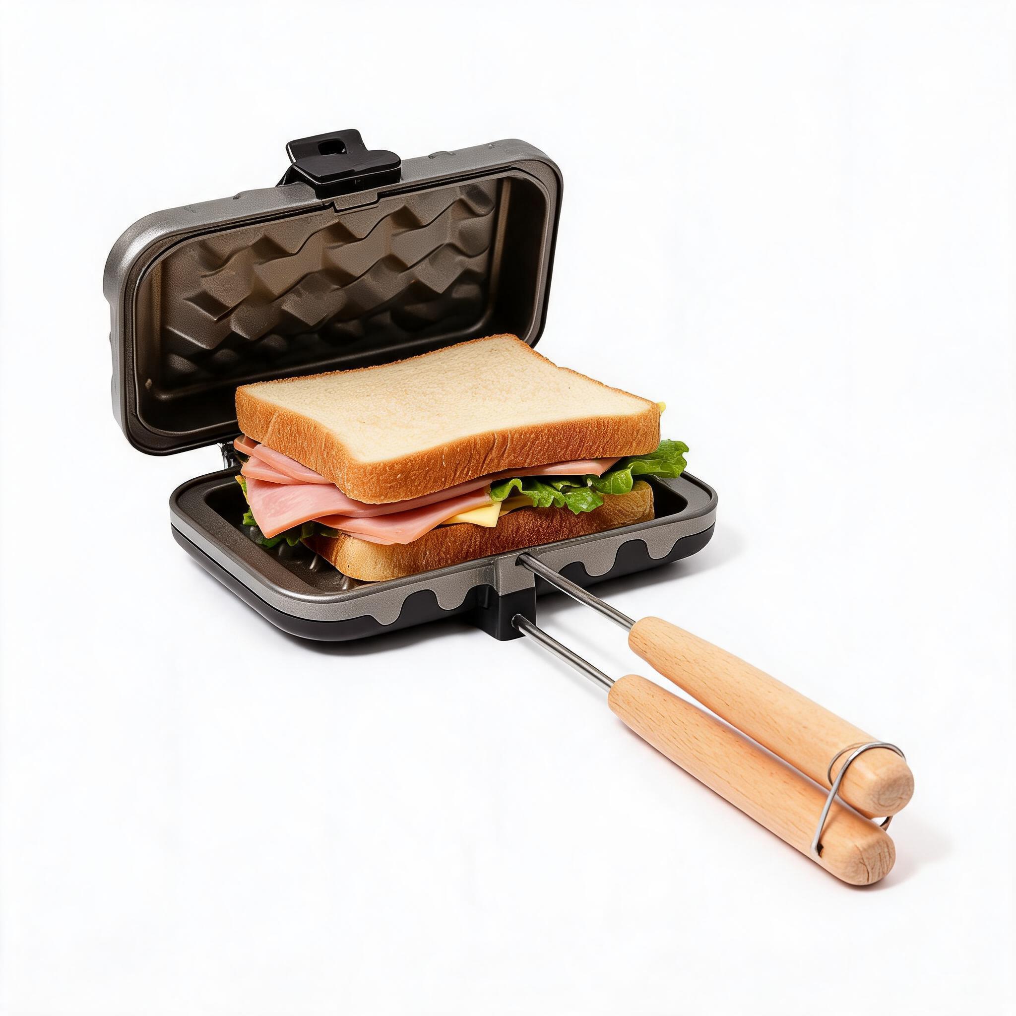 Toaster - Сэндвичница с деревянной ручкой, портативная антипригарная